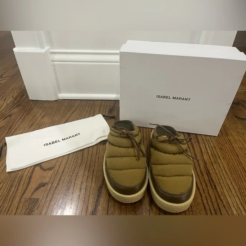 Isabel Marant Zikee Colorblock Slides In Khaki - Picture 7 of 12